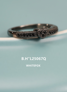 日韩时尚黑色锆石秀气爱心戒指日常百搭个性轻奢高级感精致指环女