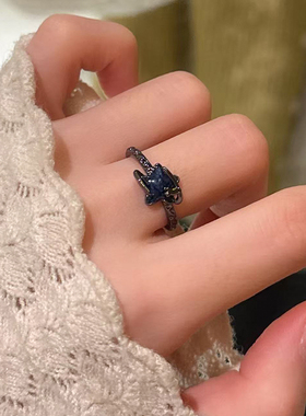 星夜之锚 蓝砂石星星开口戒指女高级感百搭ins风清冷感指环食指戒