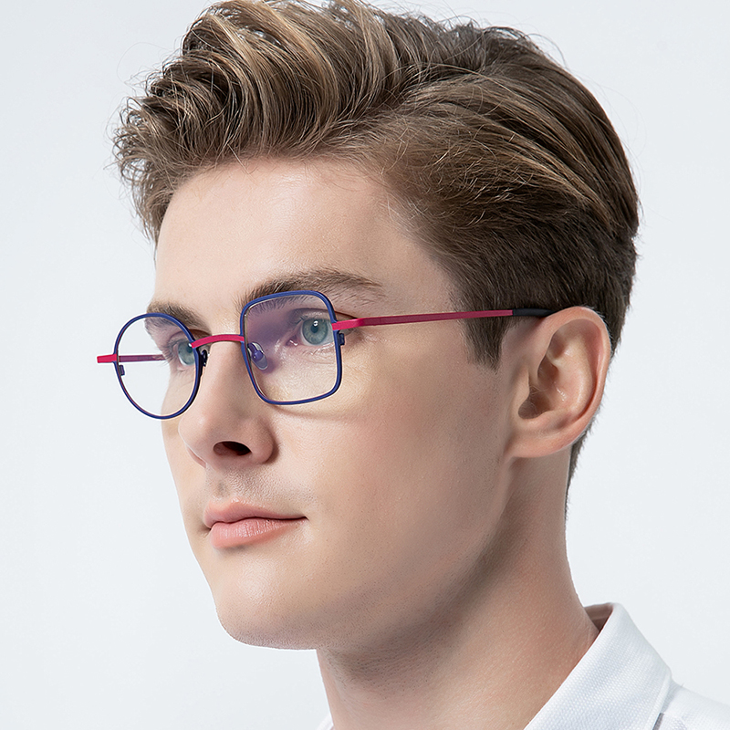 多色超轻纯钛近视眼镜框男个性左圆右方素颜神器百搭眼睛架可配镜 - 图0
