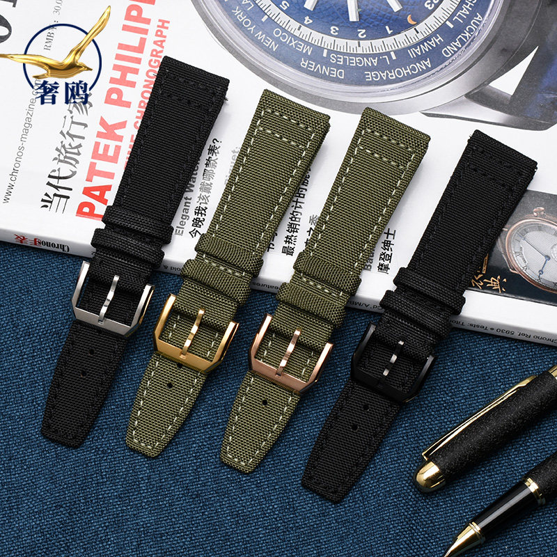 适配iwc飞行员葡萄牙男帆布表带 奢鸥配件