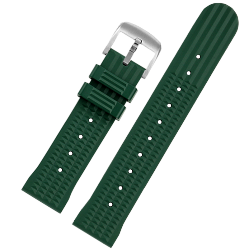 适配Mido美度舵手硅胶表带TV电视M049.526系列黑绿色防水配件22mm - 图3