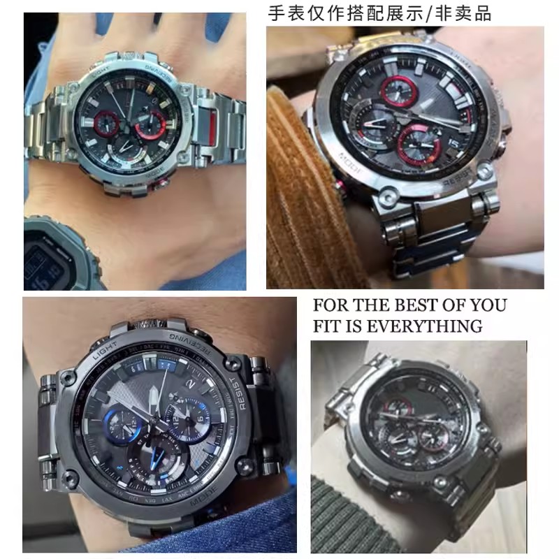 奢鸥适用G-SHOCK卡西欧5544MTG-B1000系列钢铁之心实心精钢手表带