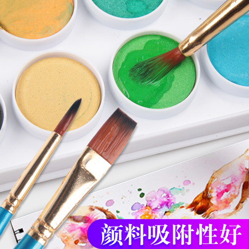 尼龙水粉彩绘画笔套装10支装颜料排笔刷扇形画笔美术学生用勾线笔 - 图1
