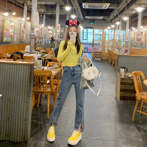 Черные джинсовые джинсы, приталенные осенние штаны, высокая талия, коллекция 2023, свободный прямой крой