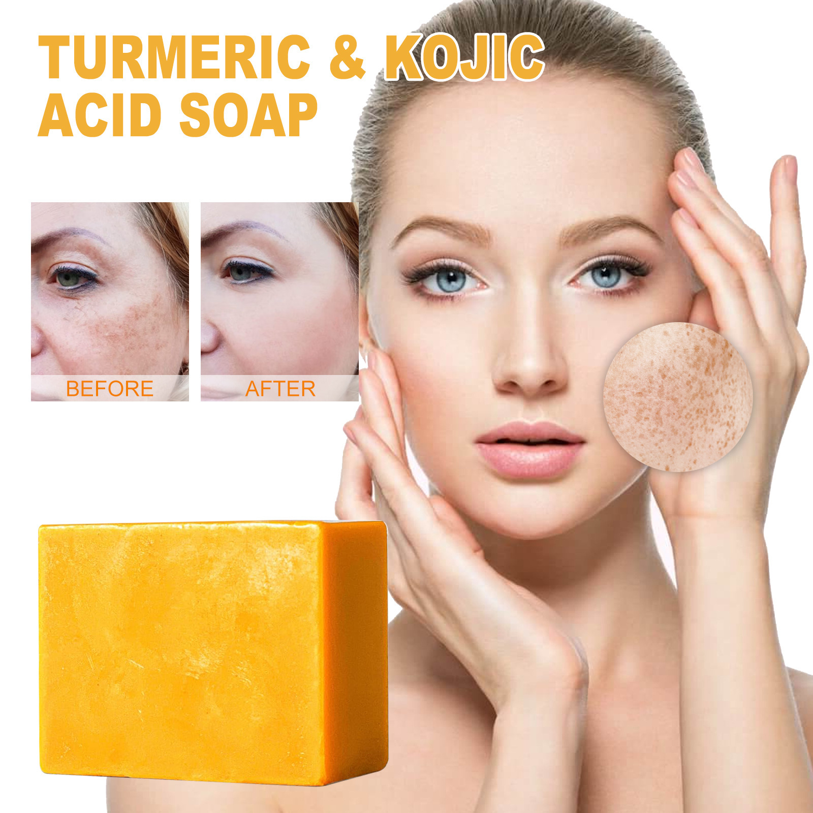 Turmeric Kojic Acid Soap Gently Cleanses Face, Lightens - 图2