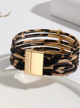 The leopard-tied magnet bracelets, female leather-happiness