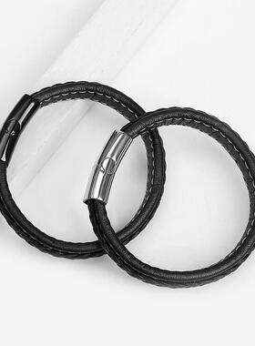 Skin ropes weave handrings, stainless steel magnets, couple