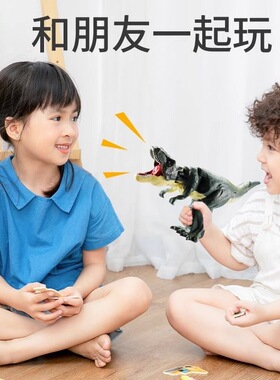 创意按压恐龙玩具头尾会摇摆按压霸王龙仿真模型咬手恐龙地摊玩具