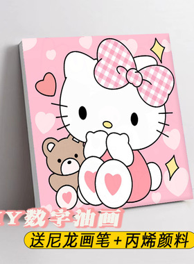 diy数字油画20儿童卡通动漫油彩画手工涂色数字填画装饰画批货