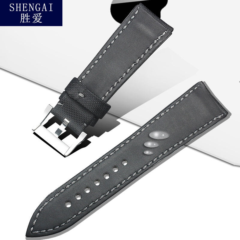 男士23mm黑色适配宝珀5000手表带 胜爱配件
