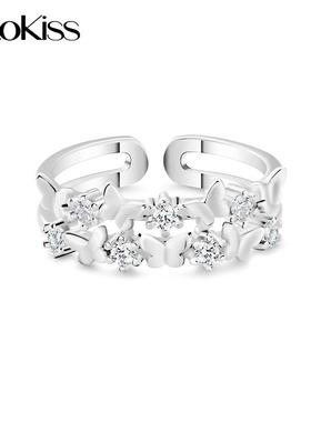 KOOKISS心光蝶舞S925银蝴蝶戒指