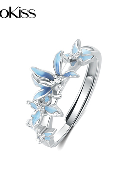 KOOKISS幽兰蝴蝶925银闺蜜三人戒