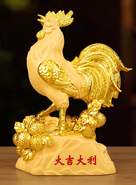 玉石公鸡摆件大吉大利镇宅乔迁