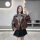 Large lapel Yang Mi's same vegetable-tanned leather jacket retro