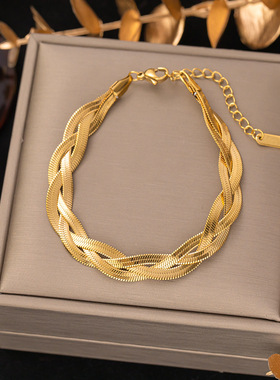 欧美风不掉色新款钛钢手链女百搭ins风手饰时尚手饰品女生高级感