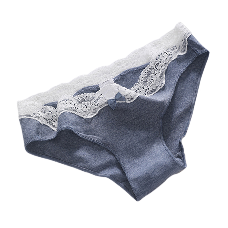 西班牙o家女士纯棉有机棉透气无痕低腰甜美蕾丝边大码三角内裤女 - 图3