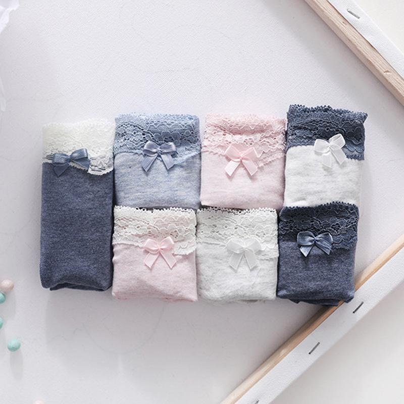 西班牙o家女士纯棉有机棉透气无痕低腰甜美蕾丝边大码三角内裤女 - 图2