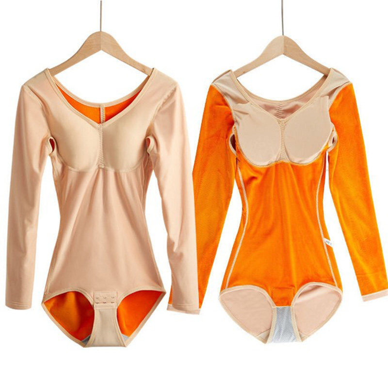 冬季长袖加绒塑身收腹束腰连体衣 柳婵塑身连体衣