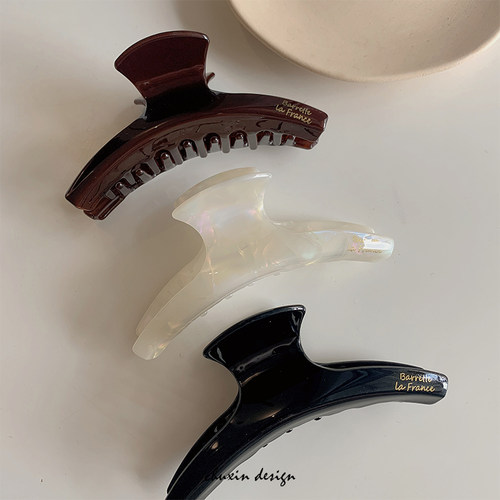 法式高级感醋酸抓夹女大号网红气质后脑勺盘发发抓鲨鱼夹发夹头饰 - 图1