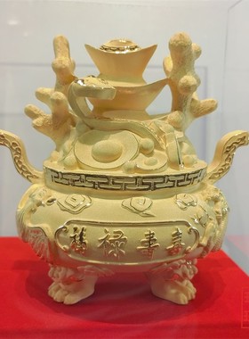 摆件招财礼品福禄寿禧绒沙金