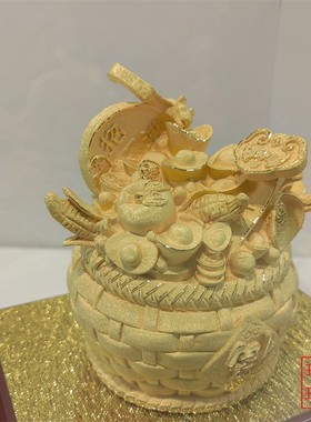 绒沙金黄金摆件商务礼品聚宝盆大丰收摆放同事金银现代创意送礼