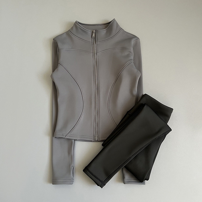 加绒瑜伽套装女款秋冬显瘦加厚外套紧身速干衣专业健身跑步运动服,淘宝优惠券,粉丝福利购,淘宝优惠卷