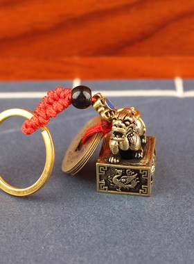 2026纯黄铜复古貔貅四大神兽印章办公室桌面摆件装饰貔貅印章挂件