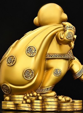 2026金猴纳财摆件十二生肖属相猴金猴献宝背钱袋猴工艺品桌面饰品
