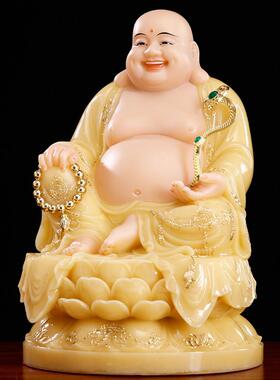 弥勒佛佛像汉白玉弥勒佛菩萨摆件笑佛大肚佛客厅开 业供奉招财米