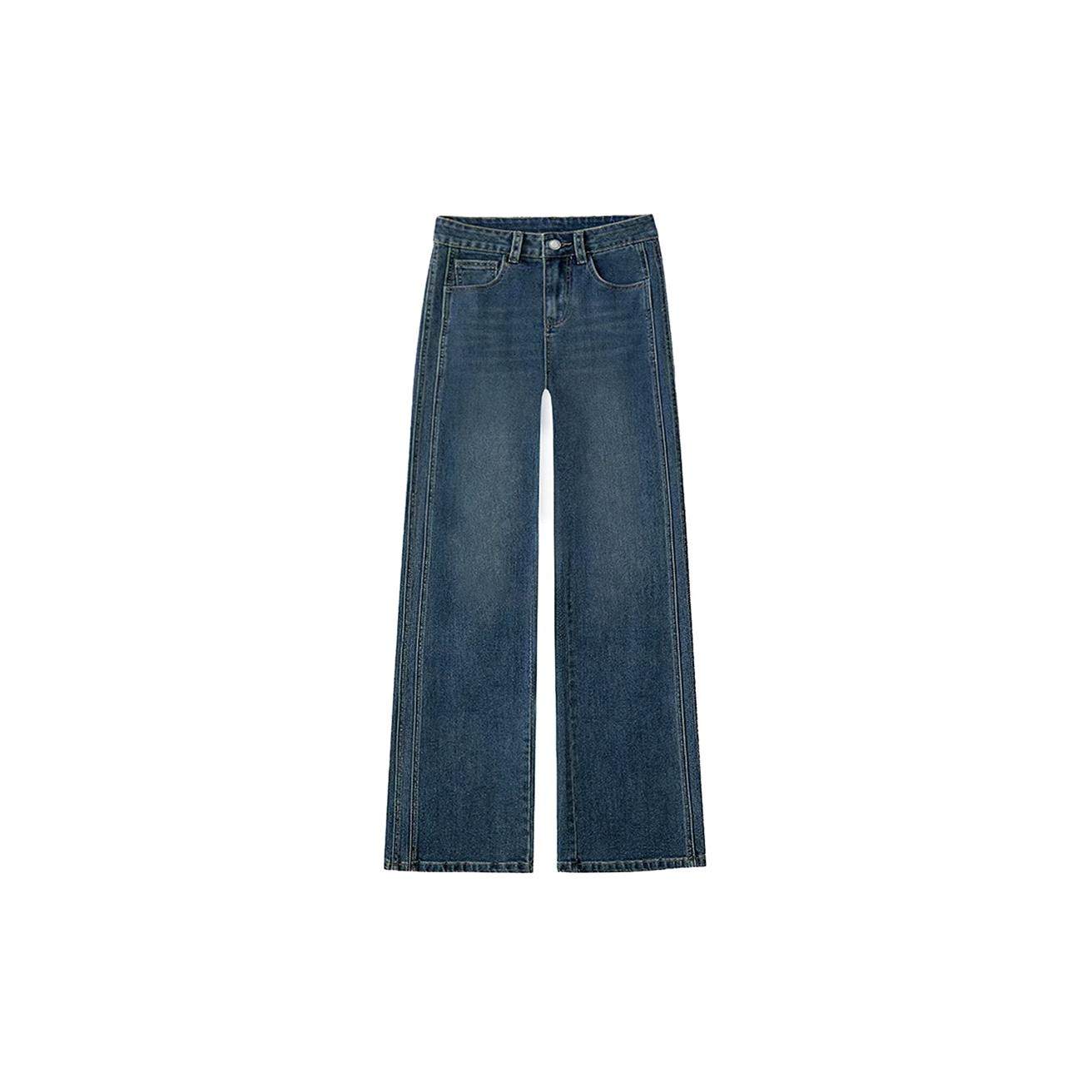 覆古的蓝色阔腿牛仔裤女士春秋季新胖姐姐mm梨形身材高腰宽松修身,淘宝优惠券,粉丝福利购,淘宝优惠卷