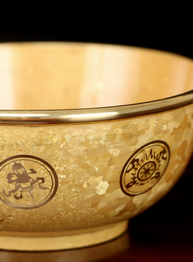 佛堂加厚金铜饭碗八吉祥结晶工艺