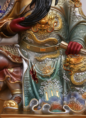 铜雕关圣帝君看书关公神像摆件