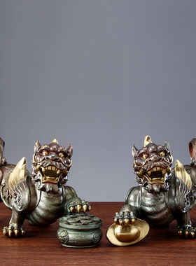 纯铜聚财皮丘客厅办公室貔貅摆件