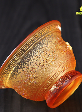 八吉祥古法琉璃佛堂供碗水杯