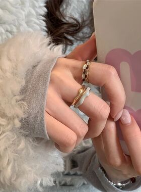 Retro Enamel Irregular Gold Color Open Rings for Women New