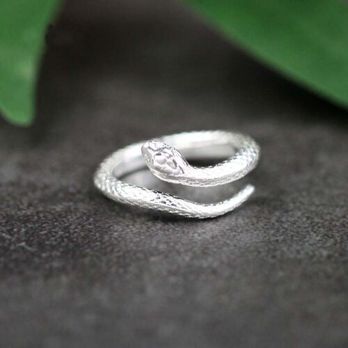 New Sliver Color Snake Shaped Ring for Women Men Fashion - 图3