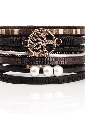 2021 Summer Leather Bracelet Charm Pearls Bracelets&Bangl