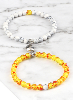 2Pcs/Set Couple Magnet Heart Shape Pendant Bracelets 6MM