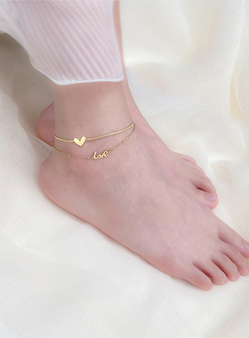 2023 Stainless Steel Double Layer Gold Color Heart Chain