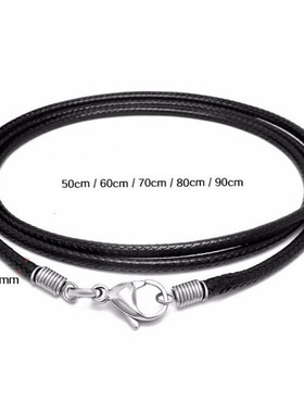 Black Leather Chain Necklace for Women Men Handmade Braid