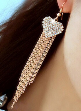 New Fashion White Crystal Heart Dangle Earrings for Women