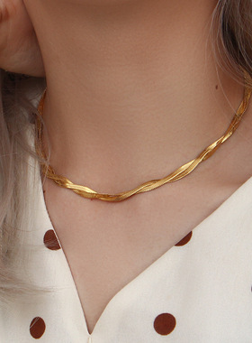 2022 18K Gold Plated Waterproof Braided New Herringbone