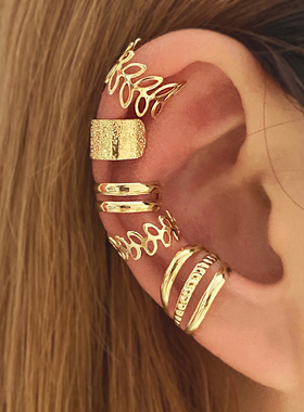 IFMIA Leaves Ear Cuff Black Color Non-Piercing Ear Clips