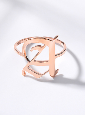 Old English Letter Initial Rings For Women Men Gold Color