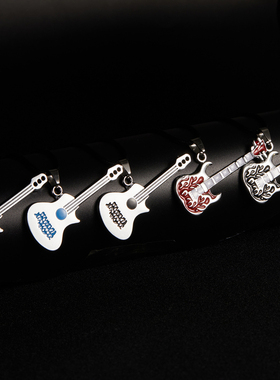 Trendy Stainless Steel Guitar Violin Pendant Necklaces for