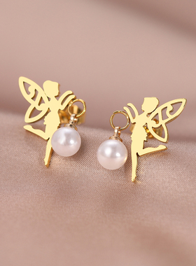 Stainless Steel Earrings Trend Anime Cartoon Fairy Wings