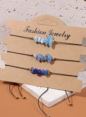3PCS/SET Natural Chip Quartzs Stone Bracelet Set Women Men