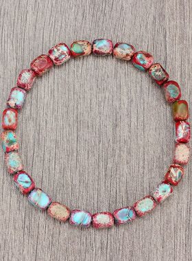 Vintage Elastic Bead Bracelet Square Emperor Stone Bangle