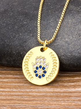 Hot Sale Women Men Hamsa Hand Necklace Gold Color Copper