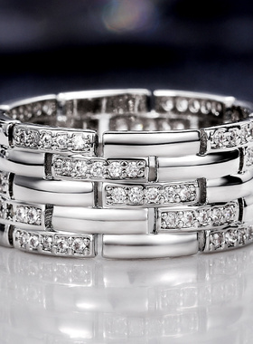 Luxury Silver Color Women/Men Finger Rings Shiny CZ